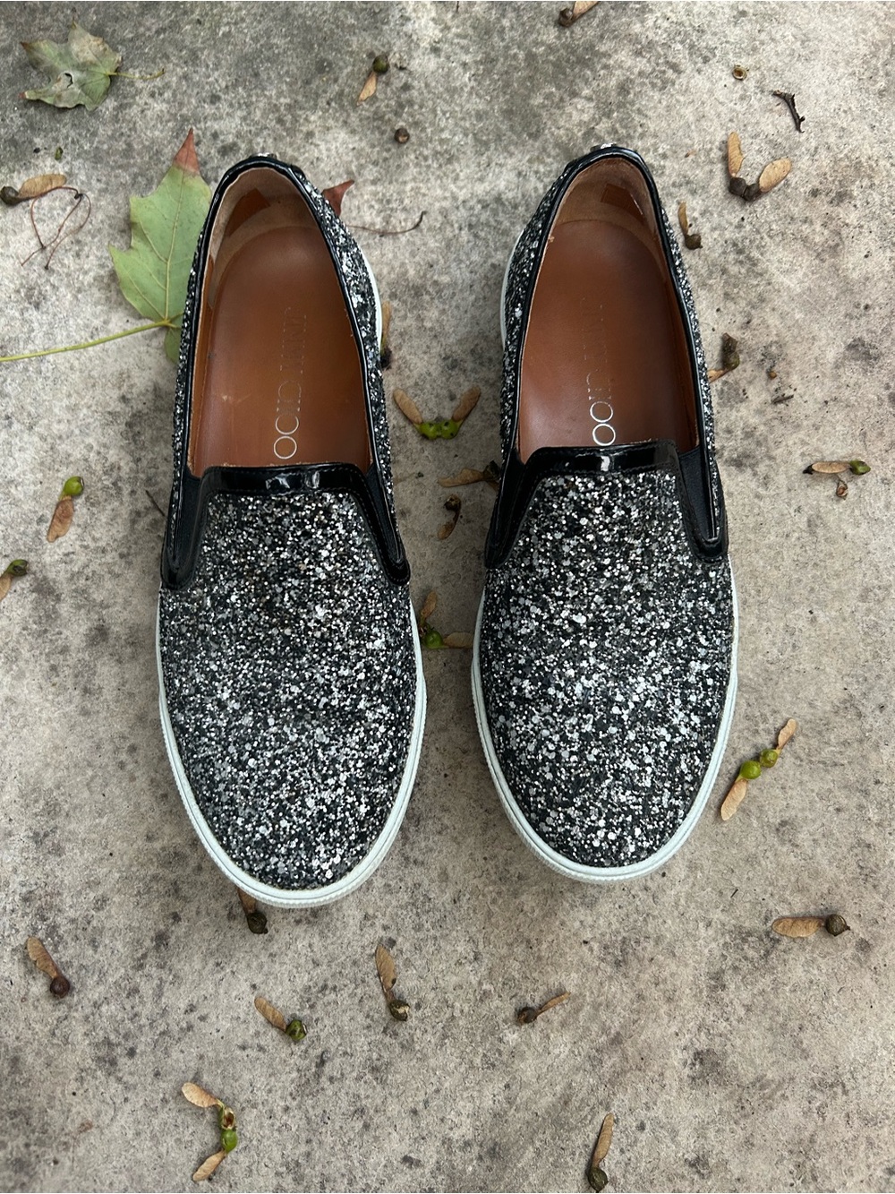 Jimmy Choo Sparkle Demi Skate Sneakers, size 38.5 (7.5)
